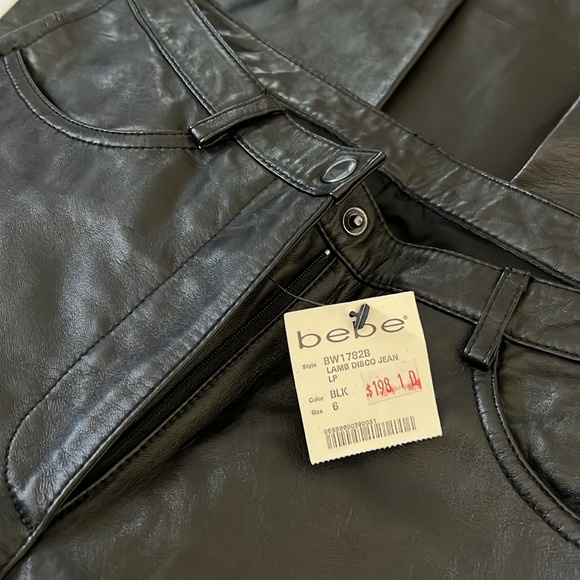 Bebe Genuine Leather Lamb Disco Biker Black Pants - Picture 10 of 10